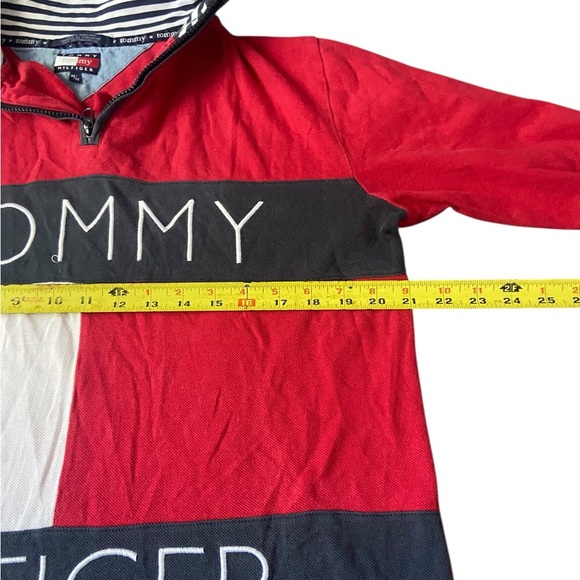 Vintage Tommy Hilfiger Big Flag Logo Rugby Shirt Red Half Sleeve Polo M fit S - Picture 6 of 6